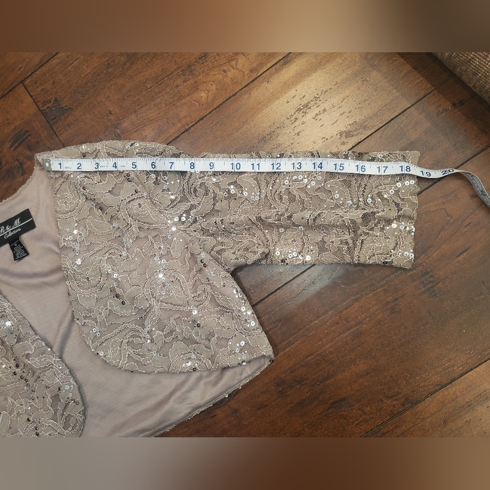 R & M Collection - Champange Lace 2 Pc- Women's Dress with Jacket Size 10 - Picture 7 of 16